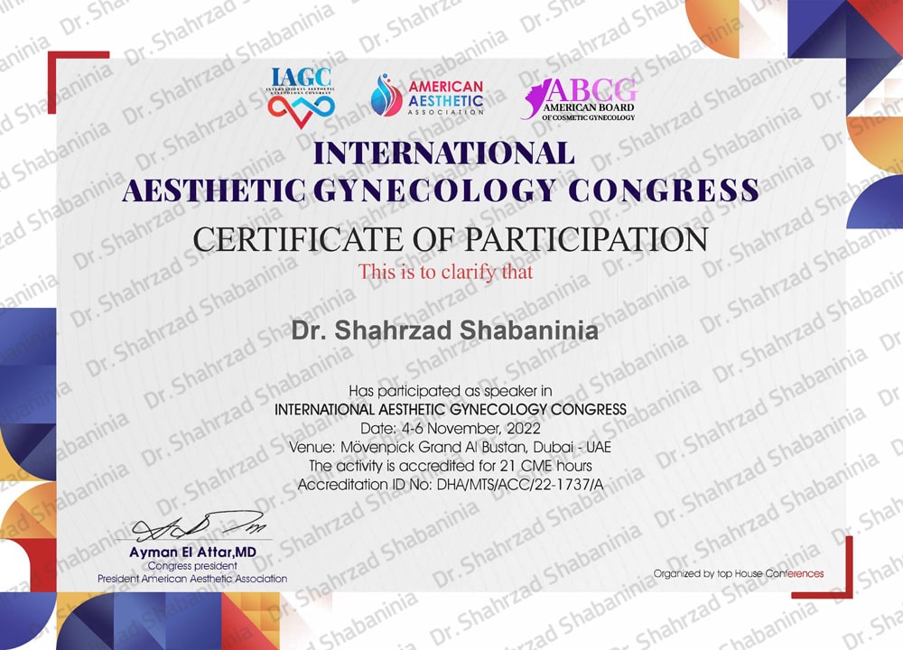 سرتیفیکیت حضور  به عنوان سخنران