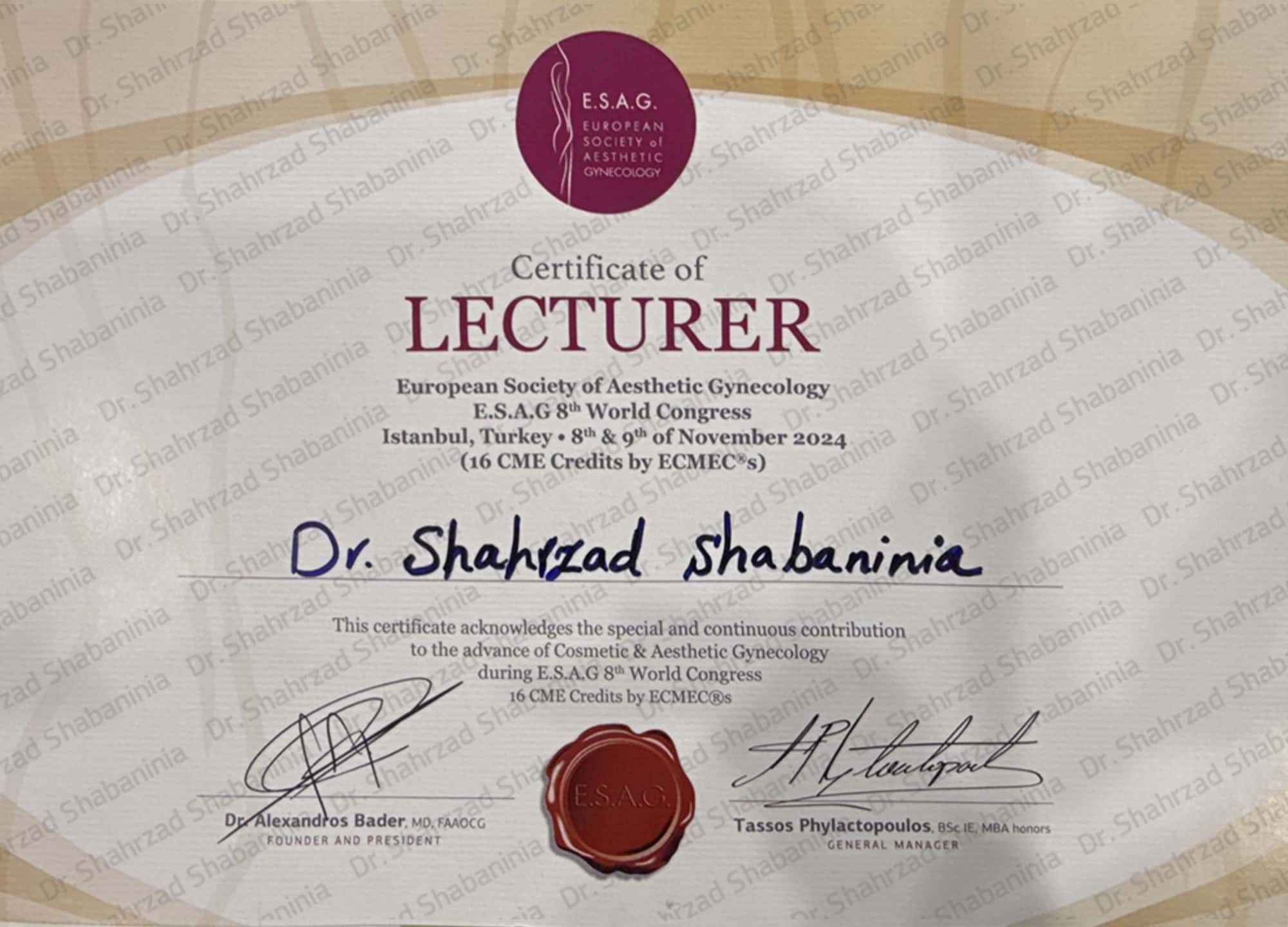 لوح تقدیر و سرتیفیکیت به عنوان سخنران